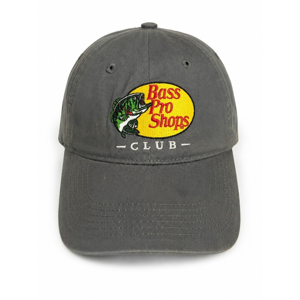 Bass Pro Shops Club Hat Charcoal Gray Adjustable Cotton Baseball Cap Dad Hat